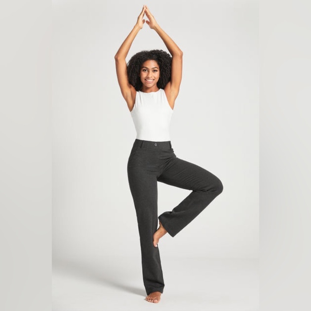 Betabrand Classic Dress Pant Yoga Pant Straight in Charcoal Grey Size XS Petite. - Picture 8 of 15